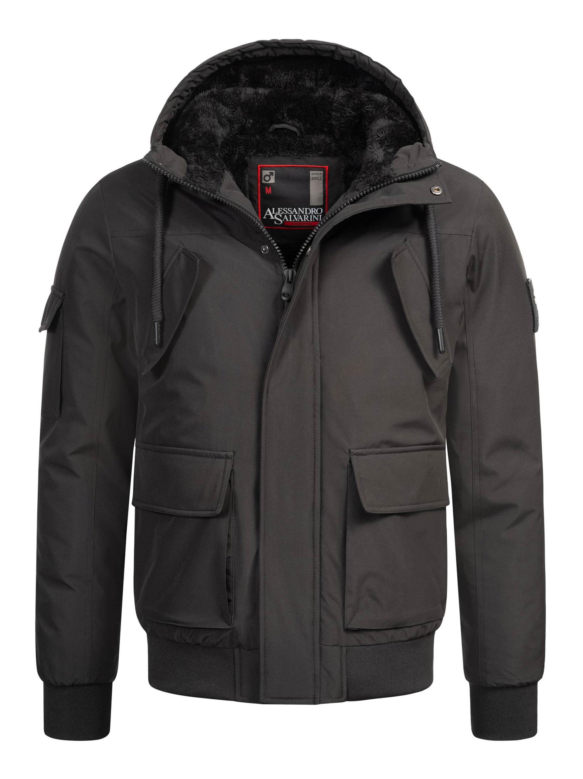Alessandro Salvarini Herren Winterjacke AS-432 – Klassisch, Mit Fleecefutter & Kapuze