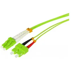 Tecline LWL Patchkabel HD, 50/125 μm, Multimode, OM5-Faser, LC Duplex Stecker / SC Duplex Stecker, limettengrün, 3,0 m