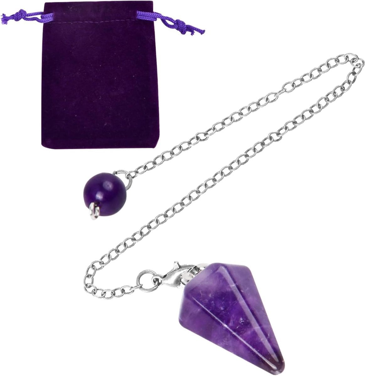 Amethist Kristallen Slinger - Paarse Edelsteen Pendel en Natuursteen Hanger - 20 cm