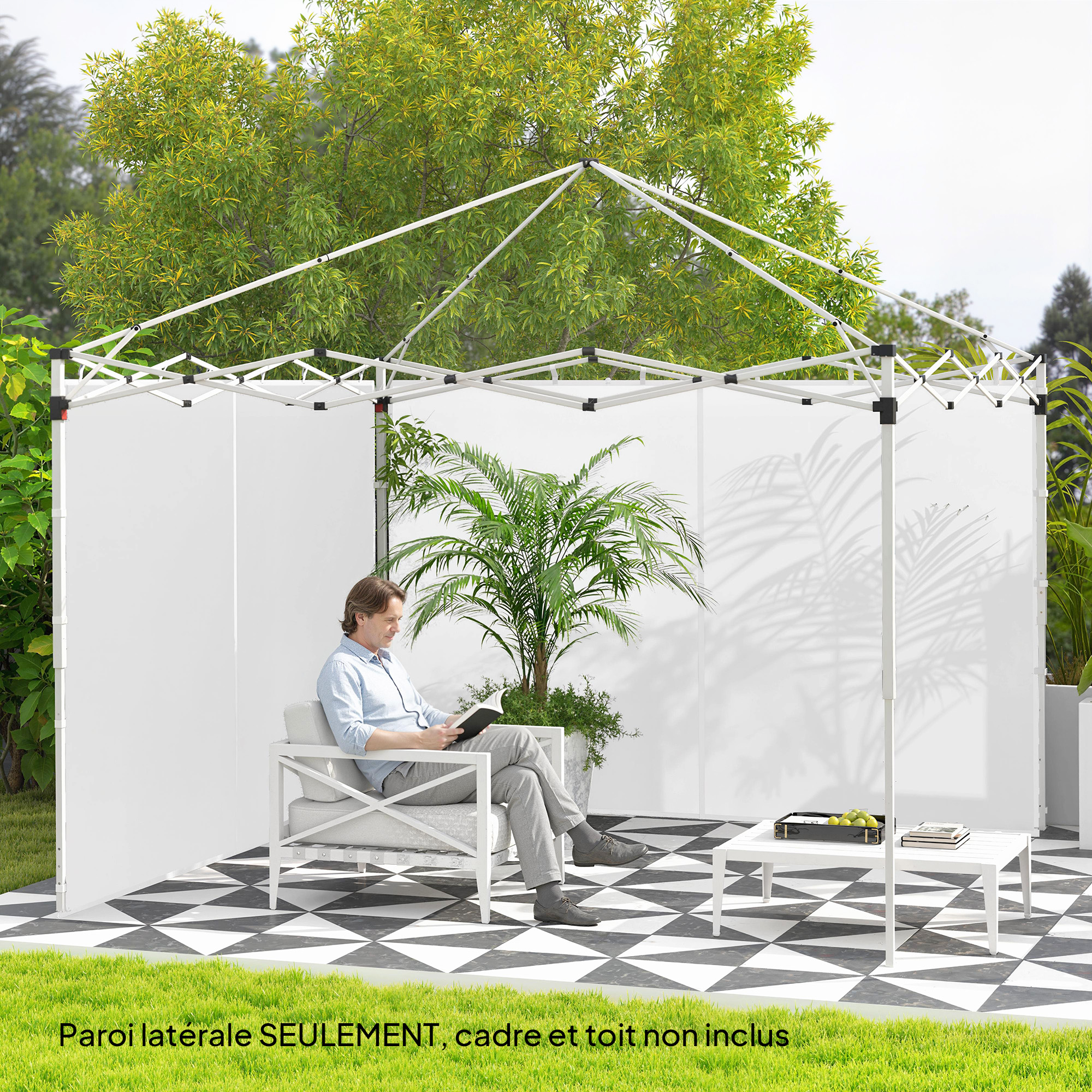 Outsunny Pannelli laterali per gazebo pannelli di ricambio per gazebo 3 x 3 m o 3 x 6 m, confezione da 2, bianco   Aosom Italy