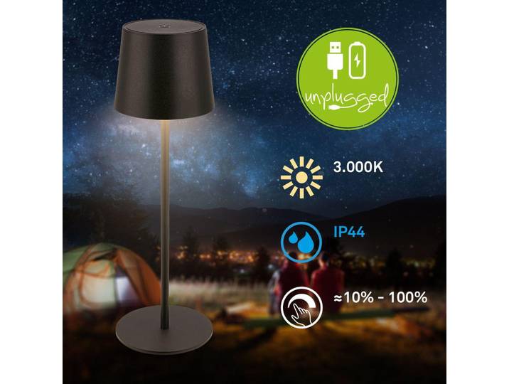 LED Tischlampe Akku LED Tischleuchte Dimmbar Kabellos Touch Aussen/Innen
