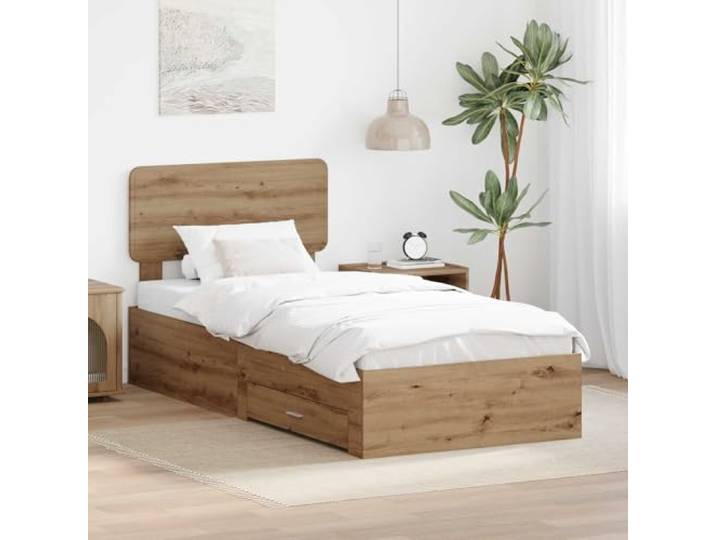RJPLMFV Bettgestell, Eiche, 90 x 190 cm, Holz Mit Aufbewahrungsschubladen, inklusive Latten, modernes Design, einfache Montage