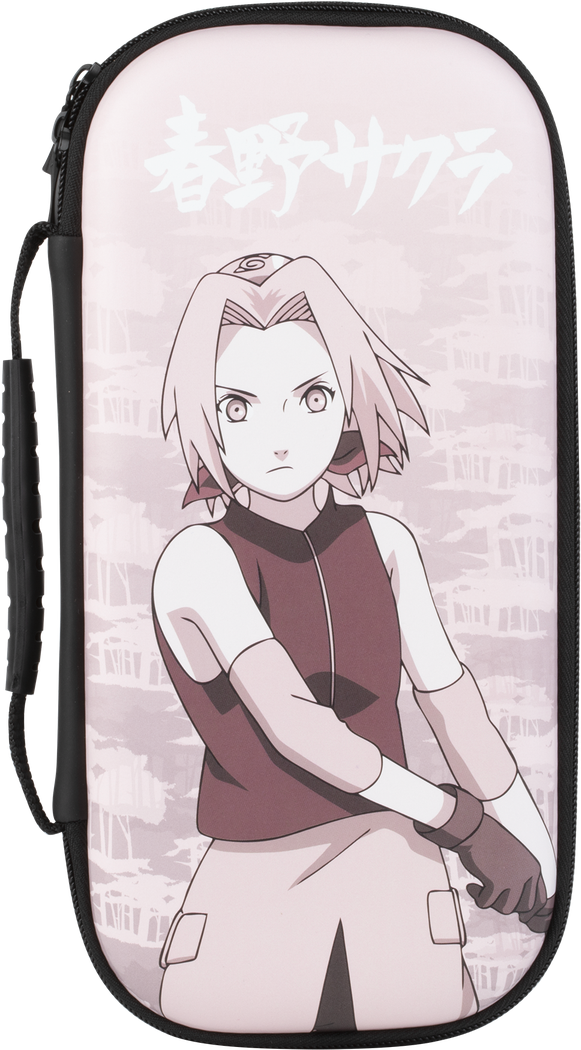 Konix Naruto Shippuden Sakura Nintendo Switch Carry Case - Pink, 8 Compartments, 1 Mesh Pocket