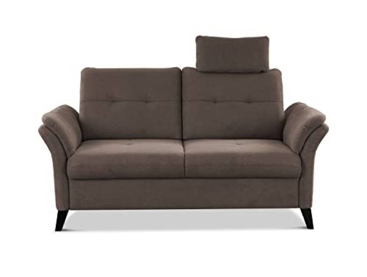 CAVADORE Lot de 2 canapés scandinaves Groenland 2 Places avec Ressorts ensachés\, réglage de Profondeur d'assise + têtière / 173x90x102 / Tissage Plat Marron