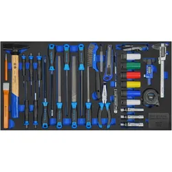 SW-Stahl, Zubehör Werkzeugaufbewahrung, Z3011-10 Werkstattwagensortiment, allgemeine Handwerkzeuge, 34-teilig I Werkzeugwagen Einla