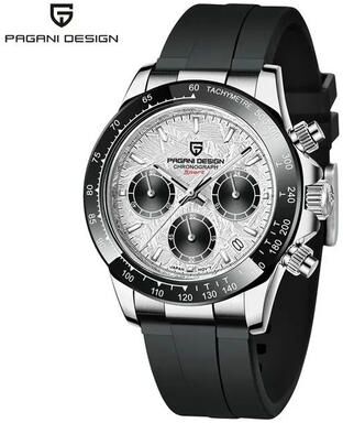 Uplifted Finds Pagani Design 40mm Quartz Watch Stainless Steel Sapphire rubber Sand white