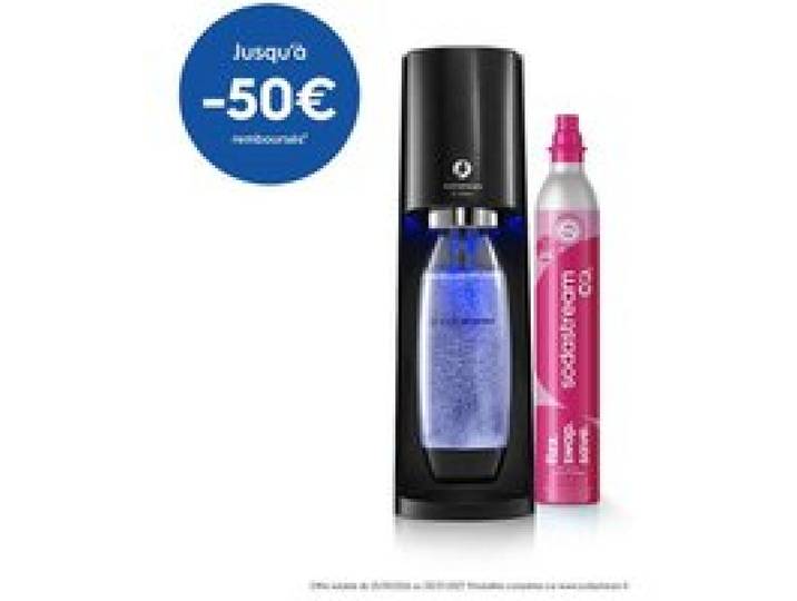 Machine à soda et eau pétillante - SODASTREAM - E-TERRA - 1 bouteille compatible lave-vaisselle - 1 recharge de gaz 60L - Noir