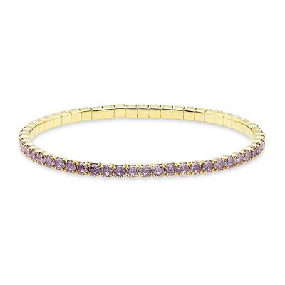 Silberarmband FIRETTI "Schmuck Geschenk Flexibles Silberarmband mit Zirkonia", lila (gelbgoldfarben, amethyst, amethyst), Armbänder, Damen, 19cm, Silber 925 (Sterlingsilber), Silberarmband, mit Zirkonia (synth.)