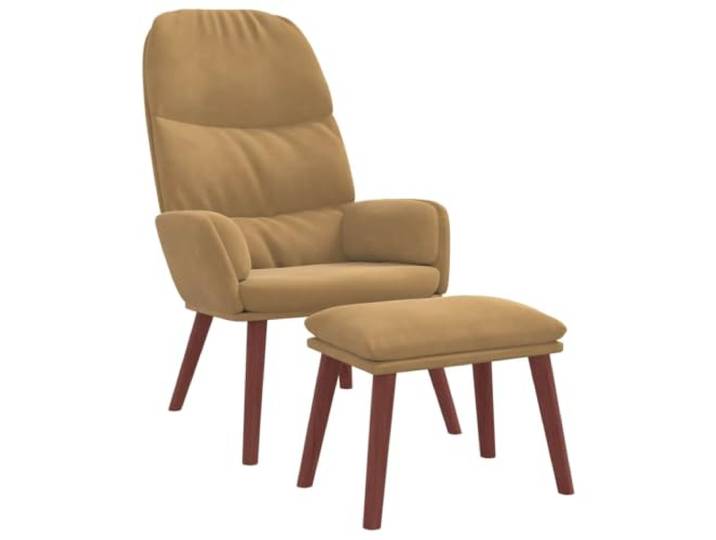 Makastle Relaxsessel mit Hocker Braun Samt