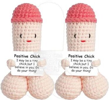 Inspire Select Funny Crochet Emotional Support Doll Positive Desk Ornament Gift For Boyfriend, Husband & Friends bb 2 Pcs