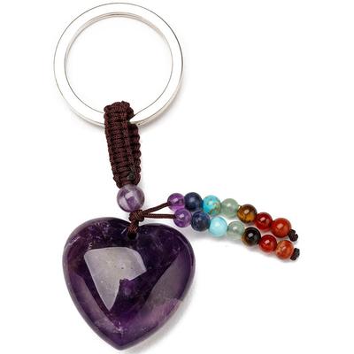 Schlüsselanhänger FIRETTI "Schmuck Geschenk Herz", Damen, lila, Edelstahl, Textil, Basic, Schlüsselanhänger Schlüsselanhänger, mit Edelsteinen