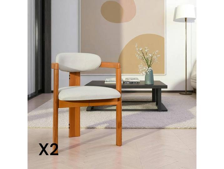 Chaise design écrue - dossier minimaliste (lot de 2) BOMA