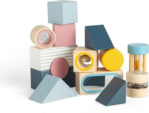 Bigjigs Toys sensorisch houten speelgoed ontdekblokken bouwpakket