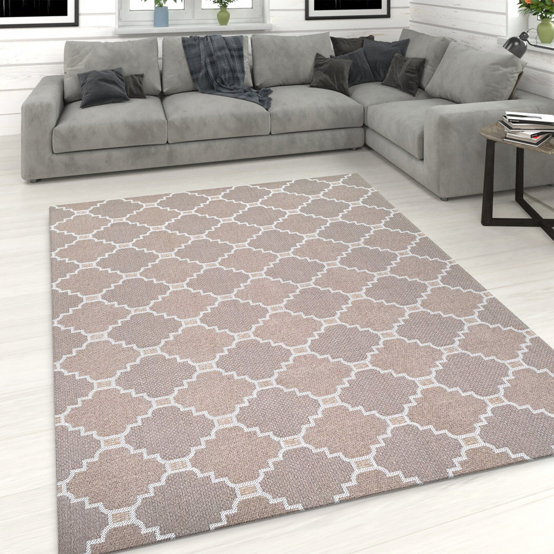 Latitude Run Mattituck Geometric Cotton Area Rug Set Beige Rectangle 153 x 230cm