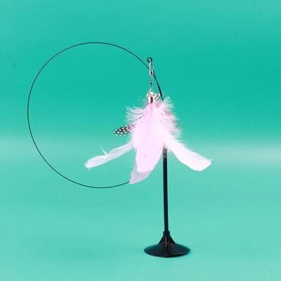 Uplift Picks Colorful Feather Bell Suction Cup Interactive Cat Wand Toy e