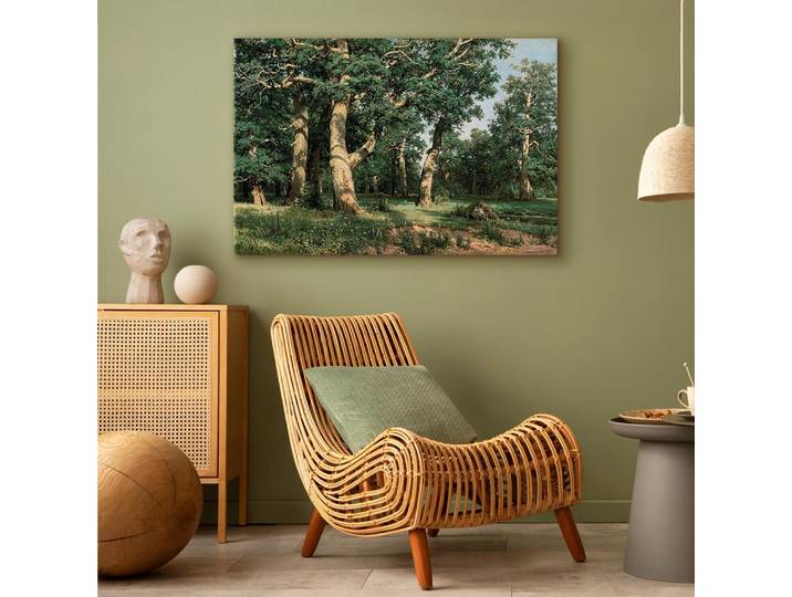 Toile Forêt de chênes Feutre Vert/Vert 60 x 40cm