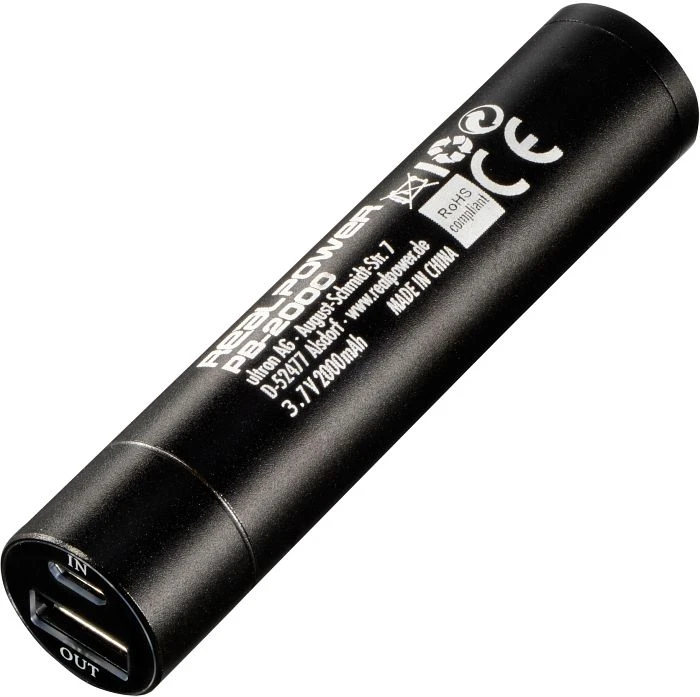 Realpower Powerbank PB2000 mAh Alu, schwarz