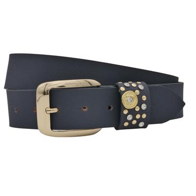 Ledergürtel ANNAMATONI "AnnaMatoni AnnaMatoni Damen Ledergürtel mit goldfarbener", Damen, Gr. TW95, blau (marine 490), 100% Leder, Gürtel Ledergürtel