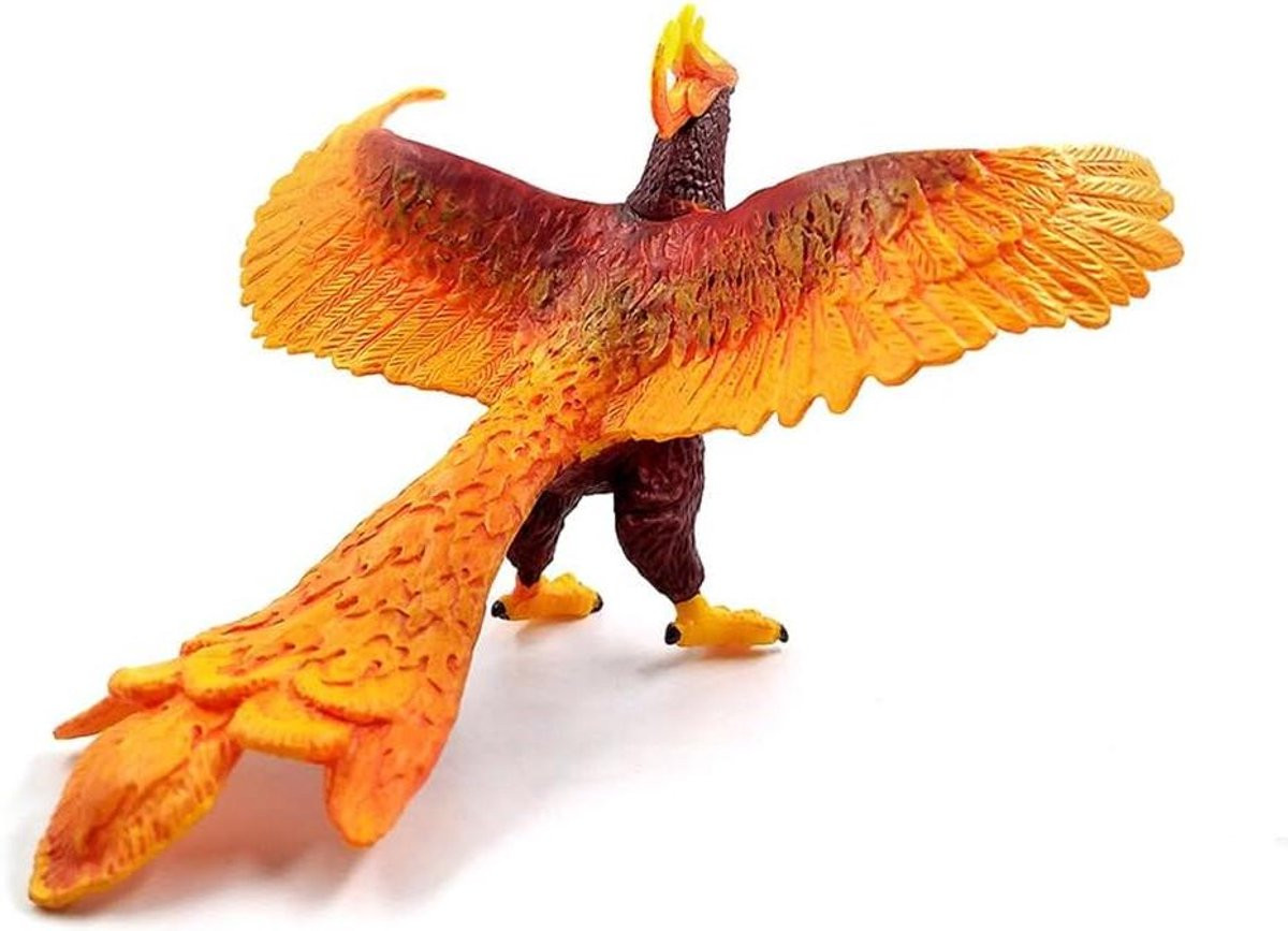 Handgeschilderd Feniks Beeldje Mythische Vuurvogel Decoratie Veelkleurig B/D/H: 12 x 11 x 7 cm
