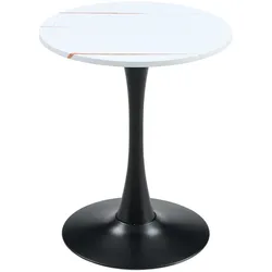 STILVORA Runder Esstisch MDF/Metall Weiß/Schwarz, 72 cm hoch, Mid-Century-Stil