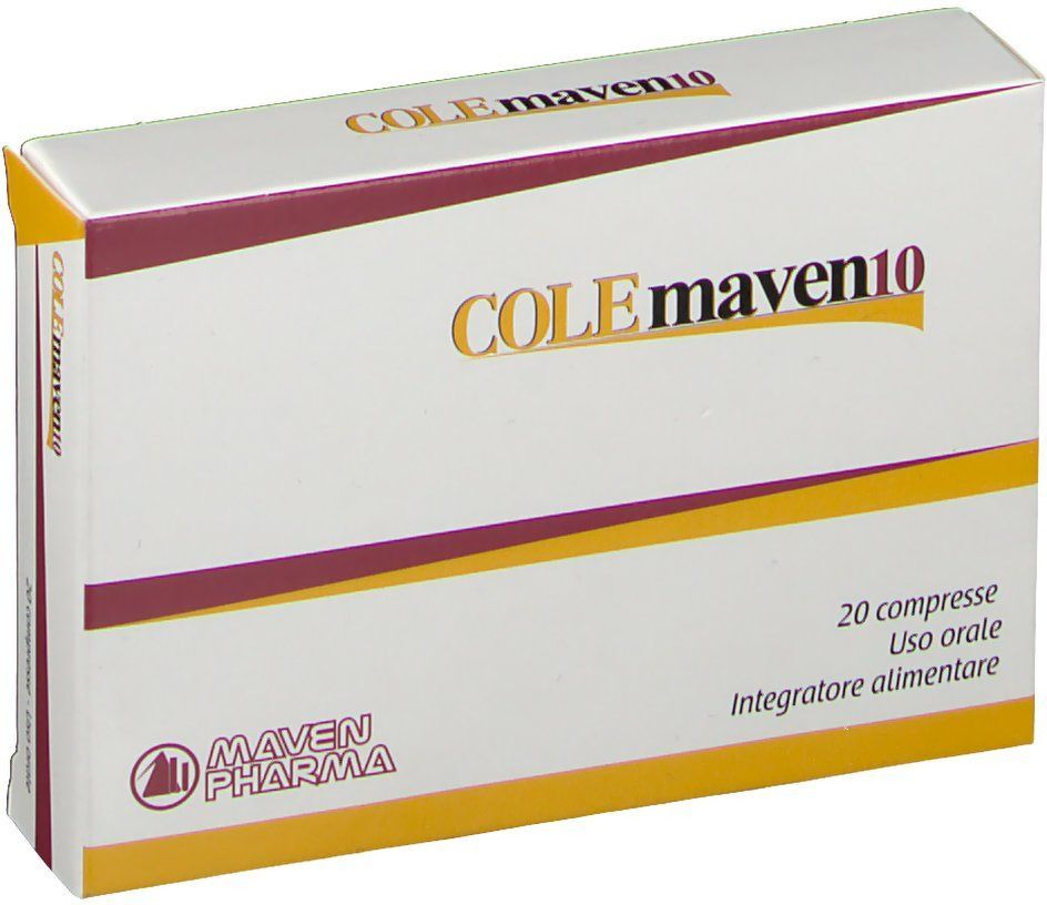 MAVEN PHARMA Srl Maven Pharma Colemaven 10mg Integratore Alimentare, 20 compresse – Controllo Colesterolo, Riso Rosso, Garcinia