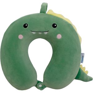 Petex Nackenkissen Drache, 44490095, aus Memory-Schaum, grün, verschließbar mit einem Knopf, U-Form