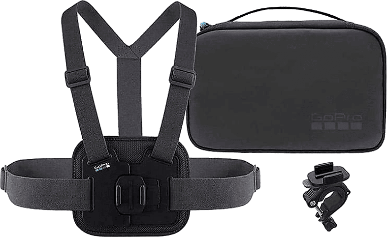 Kit accesorios cámara deportiva - GoPro AKTAC-001, Soporte para pecho y soporte manillar, Negro