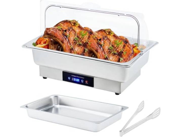Elektrisches Chafing Dish 9qt Buffet-Set Mit Rolldeckel, Temperaturregelung Und Transparentem Rolldeckel, Catering-Service Für Partys, Bankette Und Buffets, Hält Speisen Warm Und Frisch Silver
