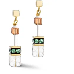 Coeur de Lion 3018/21-911 Damen-Ohrringe GeoCUBE Oliv-Braun