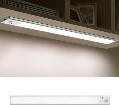 Inspired Deals Rechargeable Motion Sensor LED Cabinet & Wardrobe Lamp With Remote Control 40cm Silver