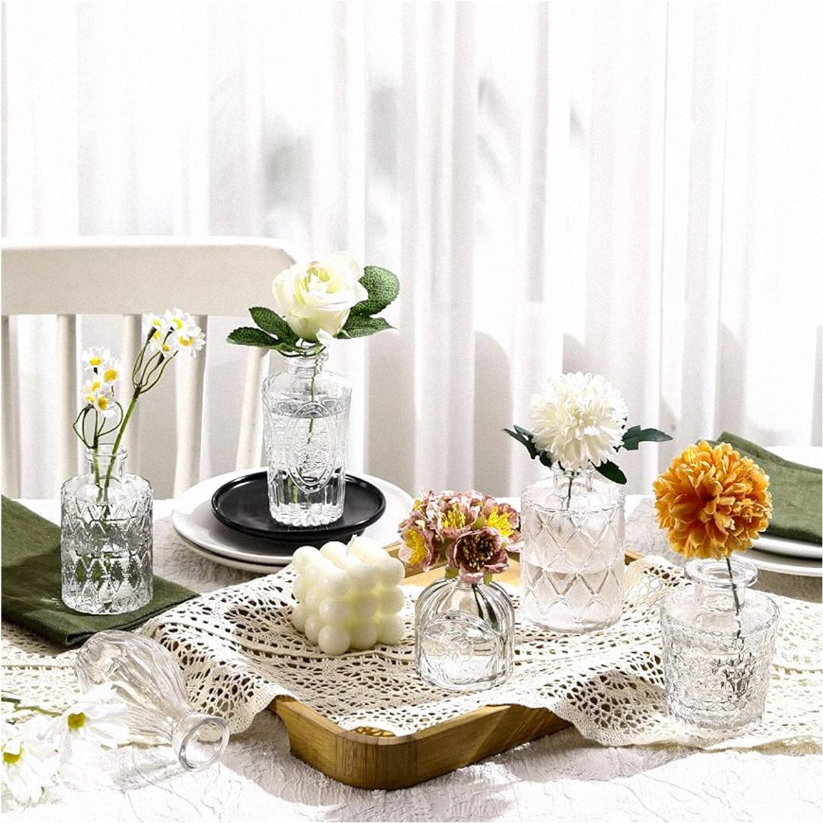 Set van 40 kleine glazen vazen voor bruiloftstafeldecoratie - Vintage mini-vazen