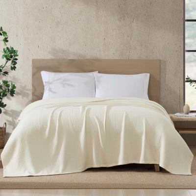 Organic Cotton Herringbone Blanket by BrylaneHome in Oat (Size KING)