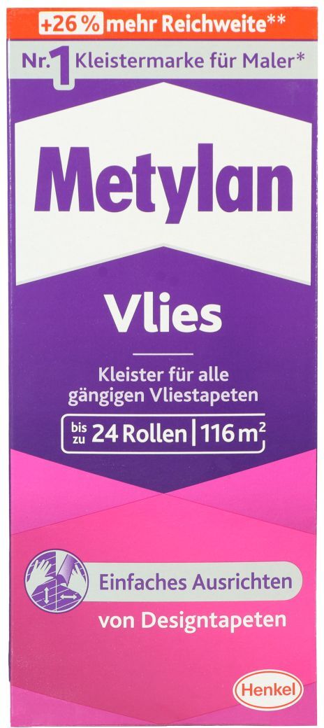 Henkel Metylan Vlies, Kleister für Vliestapeten, Ausbeute ca. 116 m², 720 g