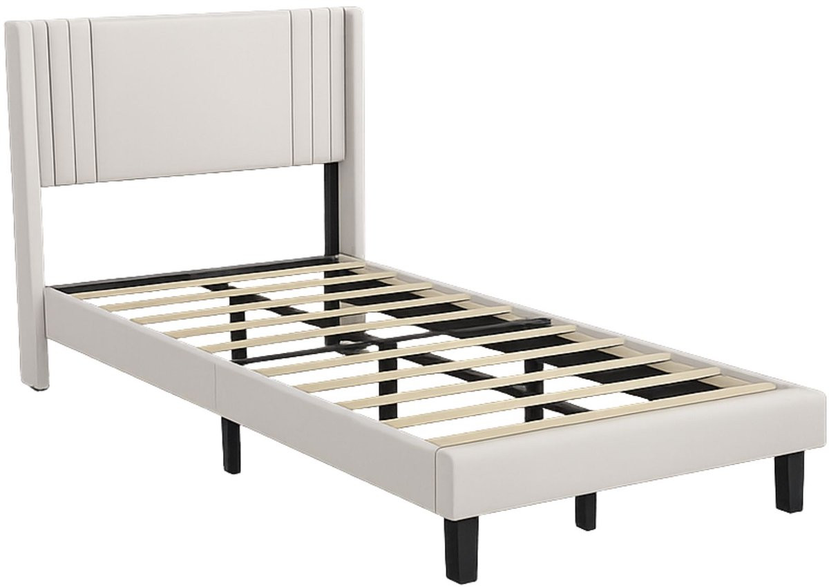 Happiq Gestoffeerd Eenpersoonsbed met LED-verlichting 90x200 cm