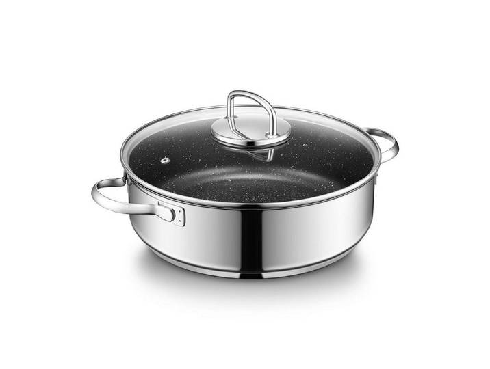 LuxusKollektion Schmorpfanne Schmorpfanne 28cm mit Deckel Induktion hoch