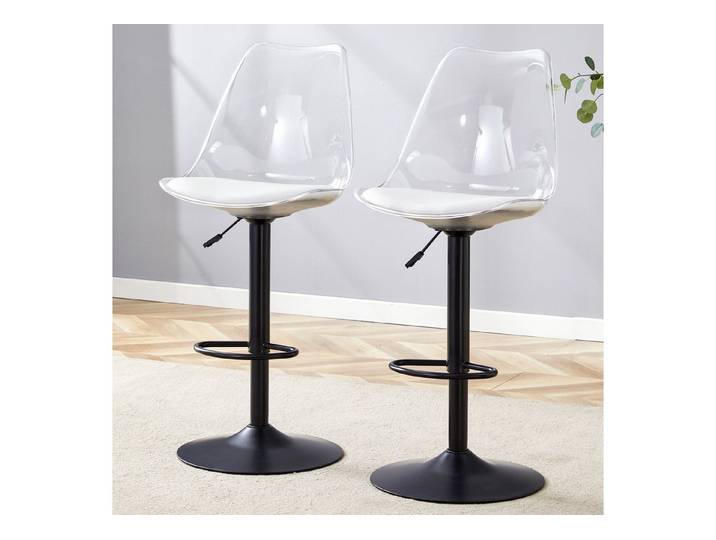 Totnz Barhocker 2er-Set 360° drehbar verstellbarer Barhocker mit transparentem Lehnen (Höhenverstellbar, gleichzeitig 360° drehbar, für Küche, Bistros), Moderner verstellbarer Barhocker-Satz