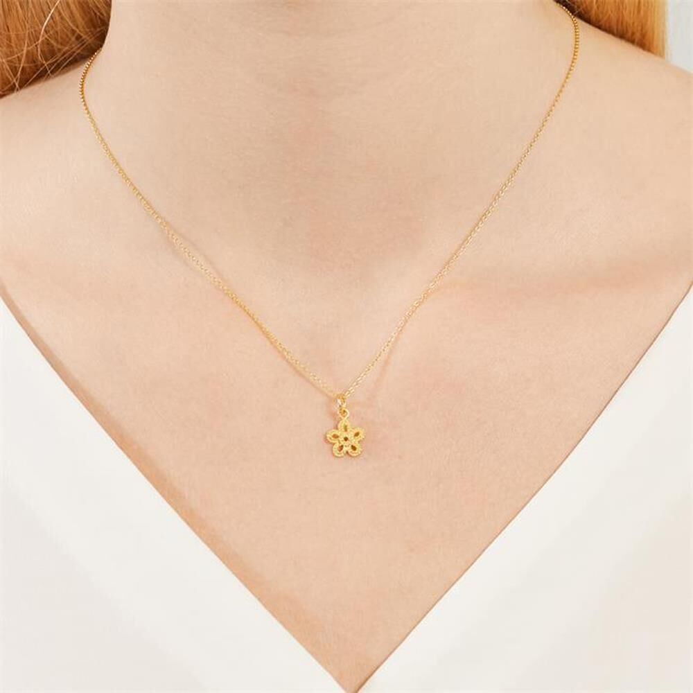 Unique Vergoldete Silberkette mit Blumenanhänger gold