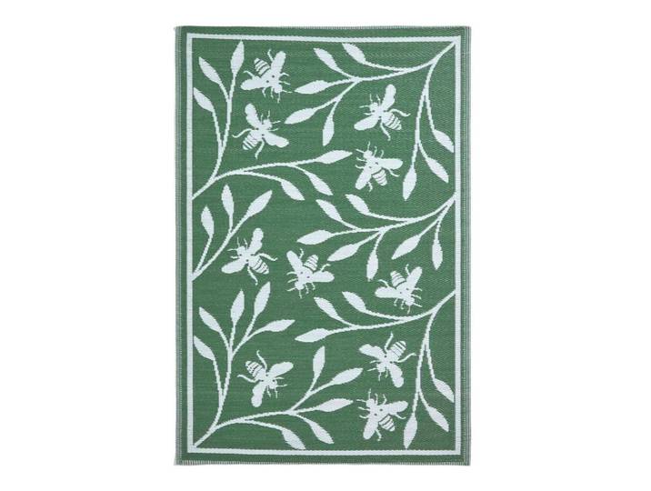Homescapes Outdoorteppich floral mit Bienen-Design 122/182 cm, Waldgrün, Kunststoff, Floral, Rechteckig, 122x182 cm, Teppiche und Böden, Teppiche, Outdoorteppiche
