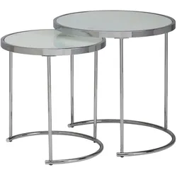 2tlg Runder Glas Couchtisch Set, modernes Design mit Stauraum, platzsparend. 50x50x50 cm | Kadima Design