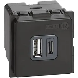 Legrand K4287C2 LivingNow Lademodul mit je einer Anschlussbuchse USB-A und USB-C, 2 Module
