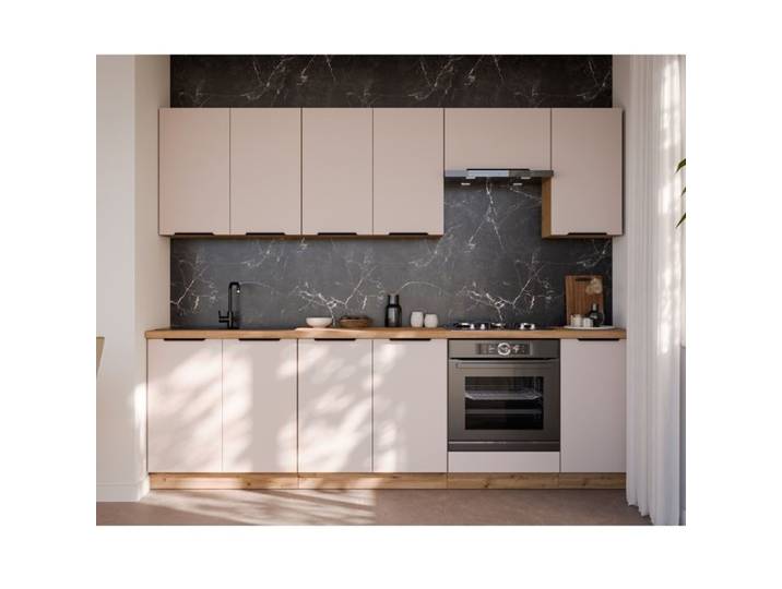 Cuisine complète moderne beige et bois 260cm ELISA