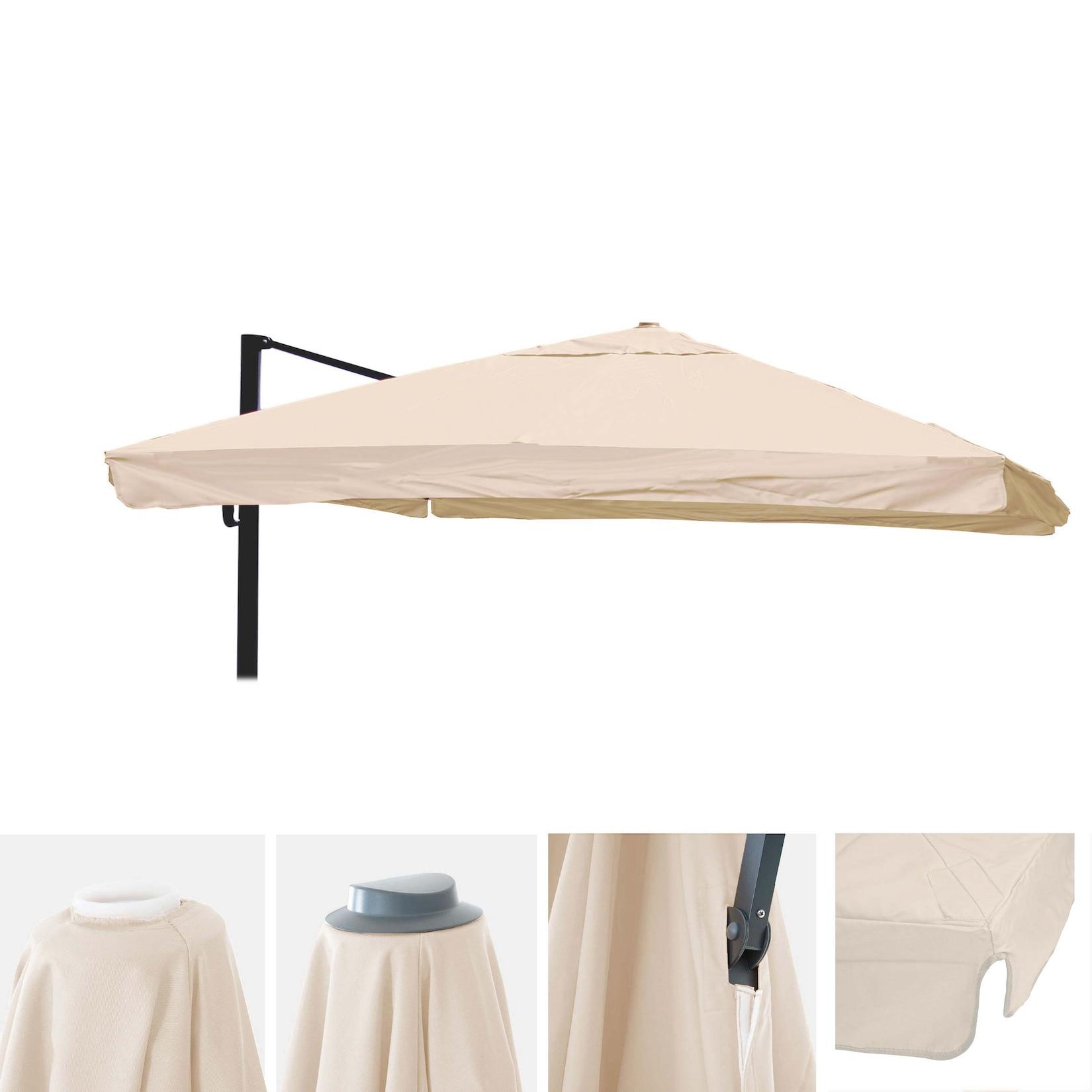 Ersatz-Bezug für Luxus-Ampelschirm MCW-A96 mit Flap, Schirmbezug Ersatzbezug, 3,5x3,5m (Ø4,95m) Polyester ~ creme