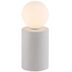 Tischlampe, LED Tischleuchte MARIS weisse Glaskugel, Betonsockel cream (G9)