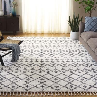 SAFAVIEH Berber Fringe Shag Leatha Trellis Rug