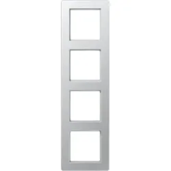 Jung Rahmen 4-fach, senkrechte und waage rechte Montage, A flow, aluminium AF584BFAL