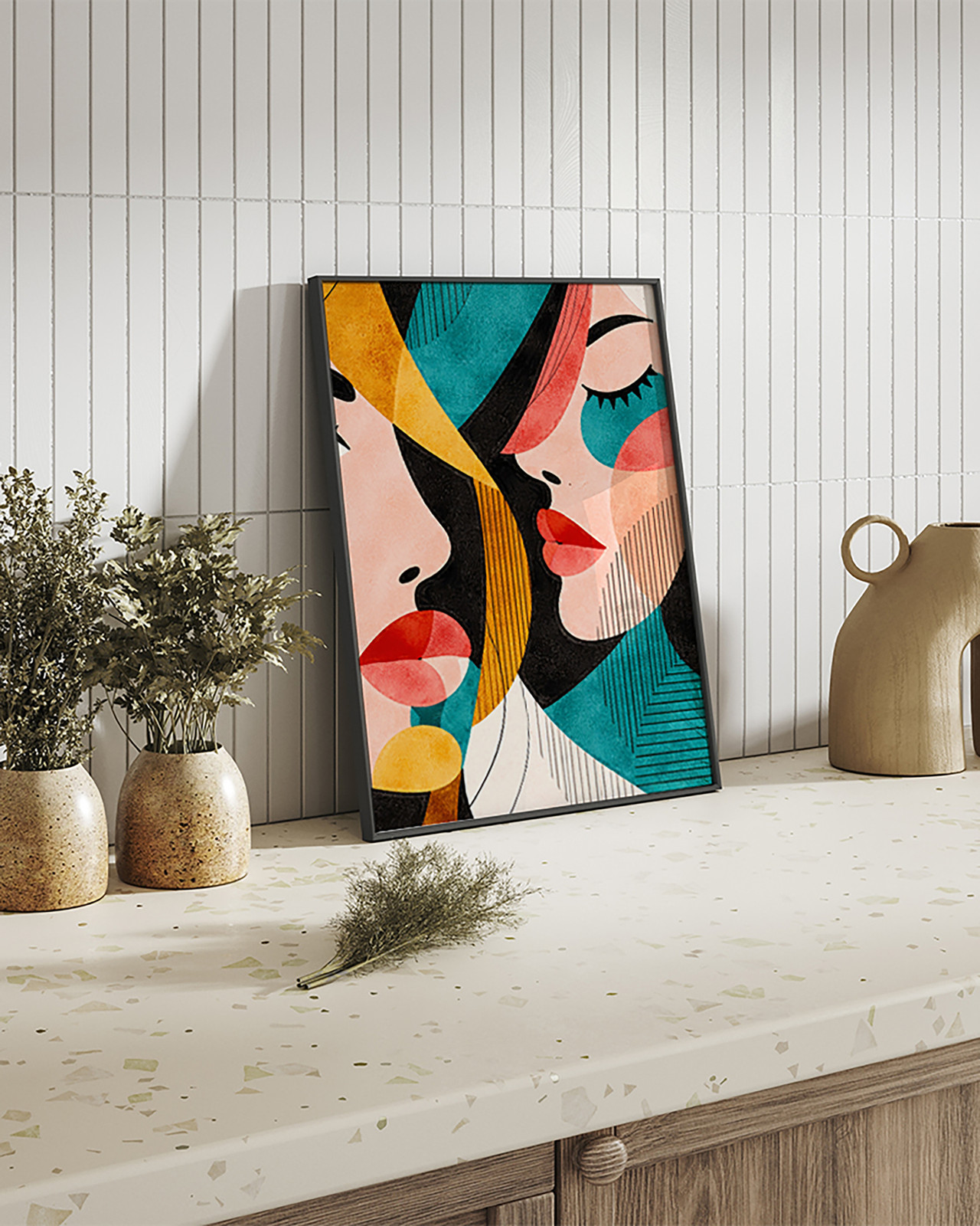 home24 Kunstprint Echoes of Modernity, Abstract Grafisch, Meerdere Kleuren, 42 x 52 cm