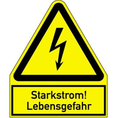 Aufkleber Starkstrom! Lebensgefahr, Kombischild, Folie, 200x244 mm