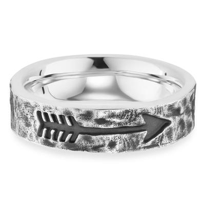 Fingerring CAÏ "925/- Sterling Silber rhodiniert matt Pfeil" Gr. 60, silber (weiß), Fingerringe, Herren, 060 (19,1), Silber 925 (Sterlingsilber), Fingerring