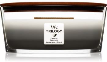 Woodwick Trilogy Warm Woods vela perfumada com pavio de madeira (hearthwick) 453.6 g. Trilogy Warm Woods