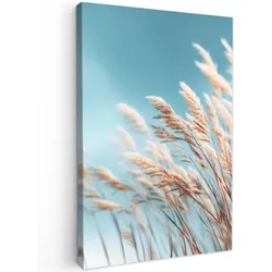LEINWANDBILD Ziergras - Wind - Hellbraun Wanddeko Schlafzimmer 60x90 cm